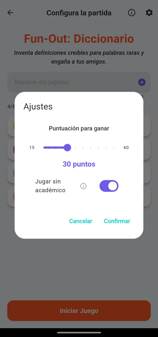 Ajustes de Diccionario